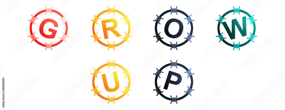 Grow Up - text written in colorful circles on white background Grow Up - text written in colorful circles on white background