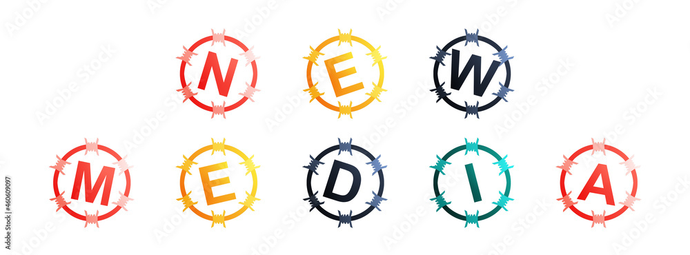 New Media - text written in colorful circles on white background New Media - text written in colorful circles on white background