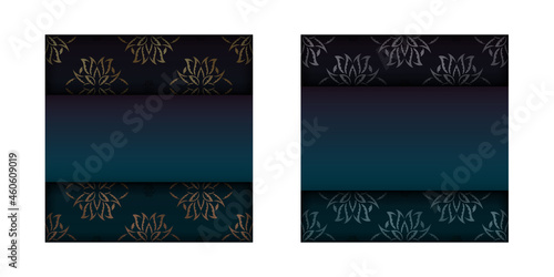 Template Congratulatory Flyer with gradient blue color with luxurious gold pattern for your brand.