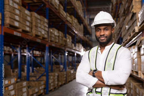 Black male worker in warehouse