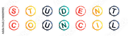 Student Council - text written in colorful circles on white background © Hepta