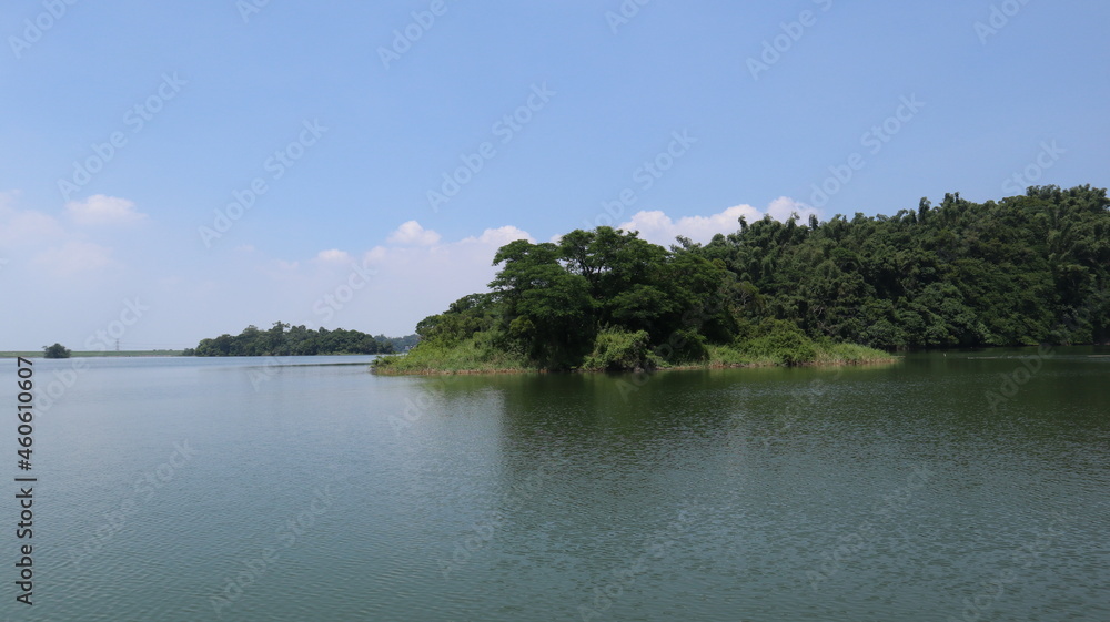 scene of wusanto reservoir in summer design for holiday and leisure time