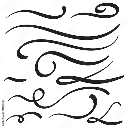 Vector set of hand drawn underline
