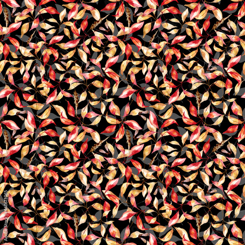 Seamless pattern of red autumn leaves. Bright leaf fall. Modern pattern. You can use it for your own design