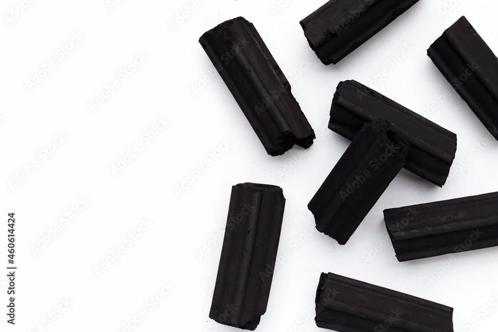 Non smoke wood charcoal on white background. Non smoke wood charcoal on white background.