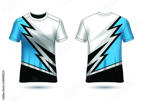 T-Shirt Sport Design. Racing jersey for club. uniform front and back view.