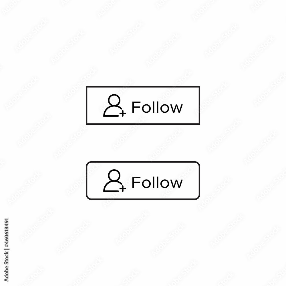 Follow Button Icon Vector in Line Style Follow Button Icon Vector in Line Style