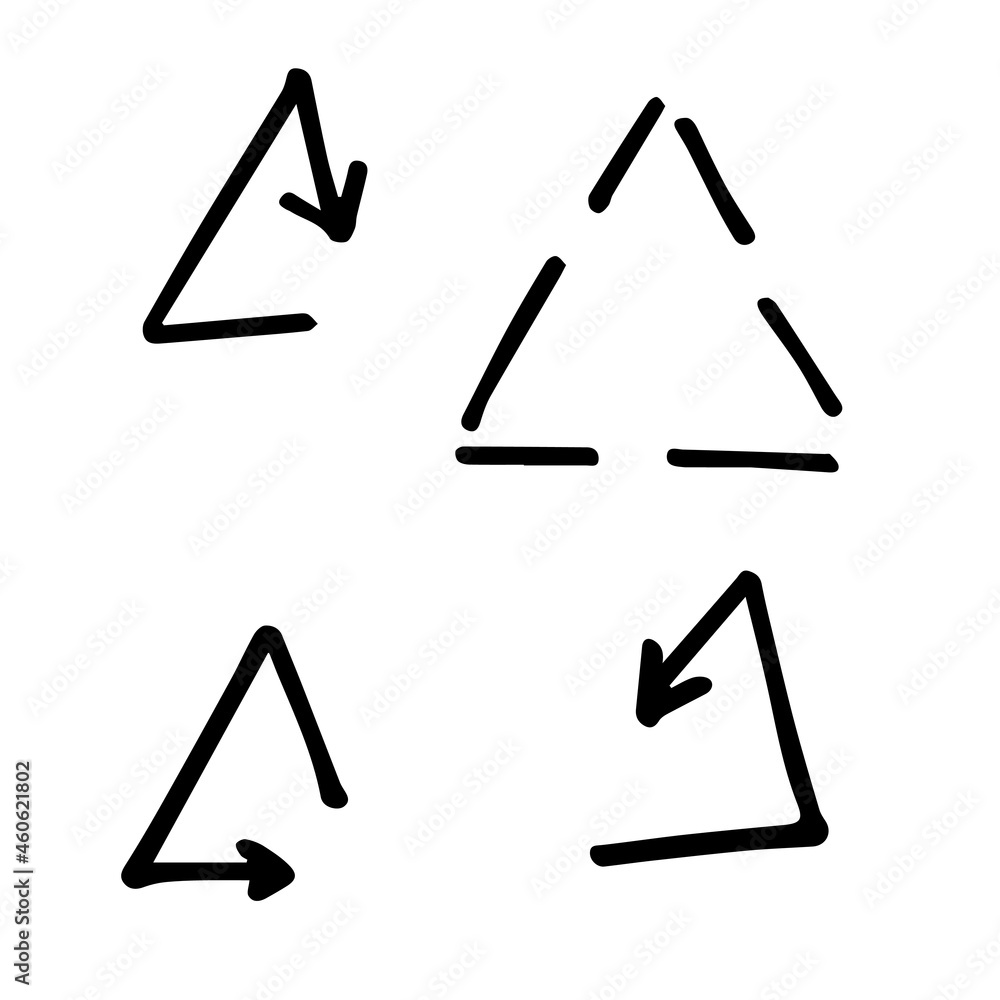 Unique hand-shaped triangles for logo design. Isolated vector illustration on white
background. Unique hand-shaped triangles for logo design. Isolated vector illustration on white
background.