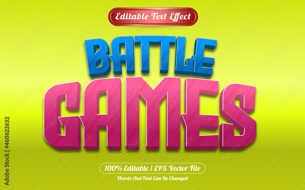 Battle games editable text effect template style