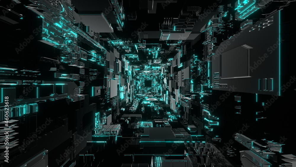 トンネル Vj 未来都市 サイバー空間 青 別verあり Stock イラスト Adobe Stock