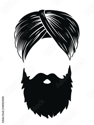 Photo Beard and turban sikh symbol Graphic trendy design