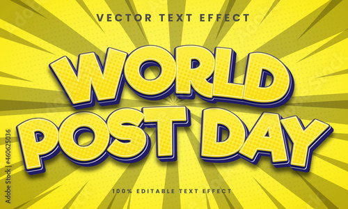 World post day 3d editable text effect Premium Vector	
