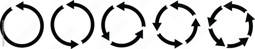 Circle arrows icon set. Round reload sign, repeat icon, rotate arrow symbol, arrow pictogram refresh reload rotation loop sign set Circle arrows icon set. Round reload sign, repeat icon, rotate arrow symbol, arrow pictogram refresh reload rotation loop sign set
