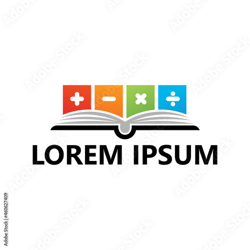 Mathematics book logo template design