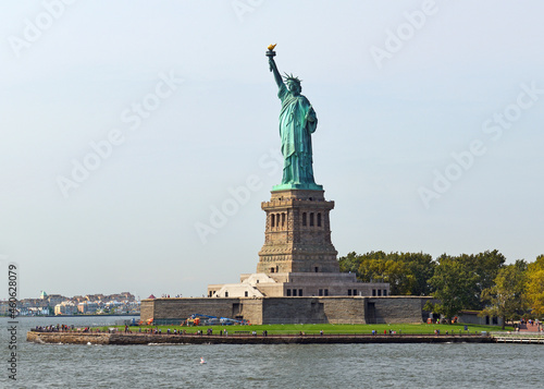 Famous Statue of Liberty, colossal neoclassical sculpture on Liberty Island in New York City, United States. © valeriyap