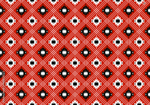 Geometric ethnic oriental seamless pattern traditional Design for background,carpet,wallpaper.clothing,wrapping,Batik fabric,Vector illustration.embroidery style - Sadu, sadou, sadow or sado