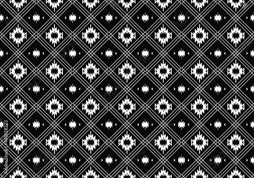 Geometric ethnic oriental seamless pattern traditional Design for background,carpet,wallpaper.clothing,wrapping,Batik fabric,Vector illustration.embroidery style - Sadu, sadou, sadow or sado