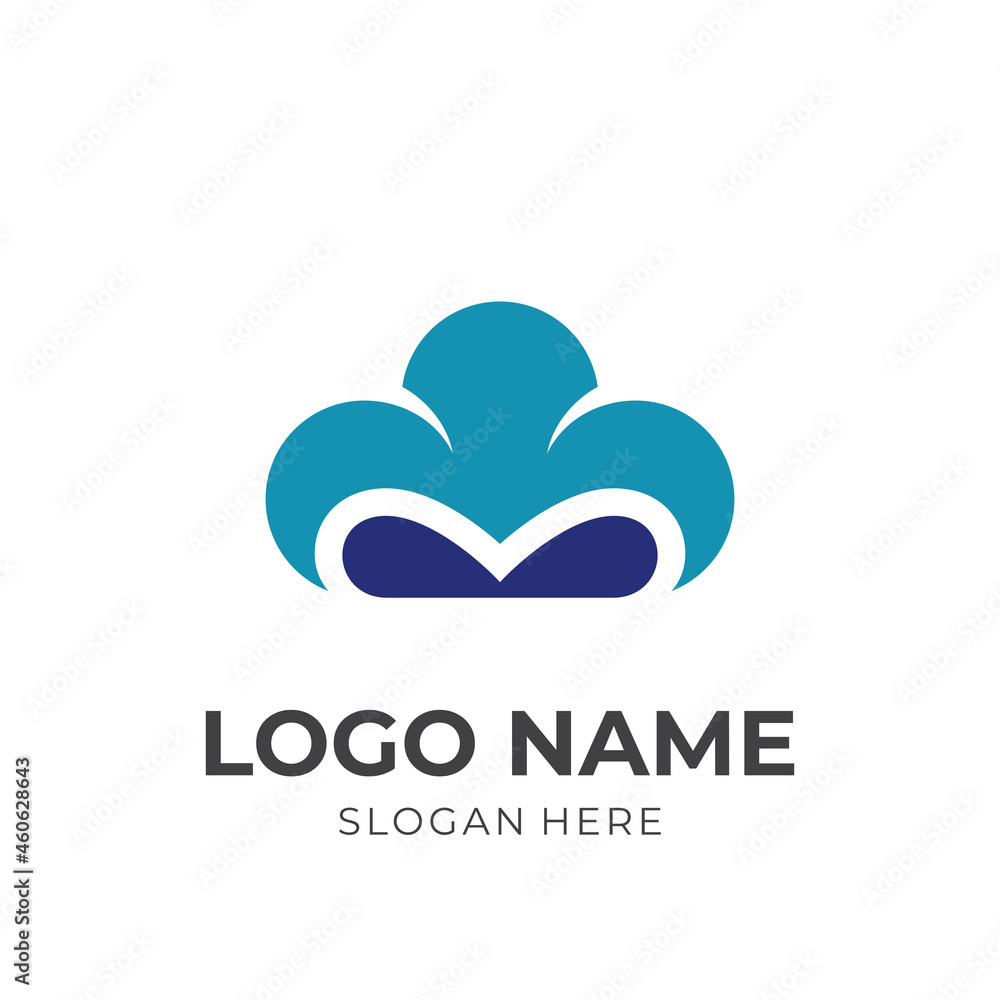 cloud logo design template concept vector with flat blue color style cloud logo design template concept vector with flat blue color style