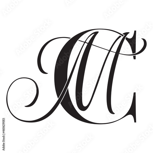 cm, mc, monogram logo. Calligraphic signature icon. Wedding Logo Monogram. modern monogram symbol. Couples logo for wedding