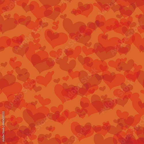pattern, on a red background hearts in different shades of red, vector illustration,