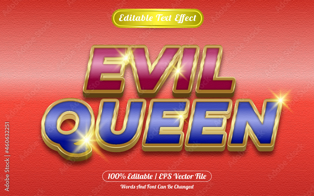 Evil queen editable text effect golden themed