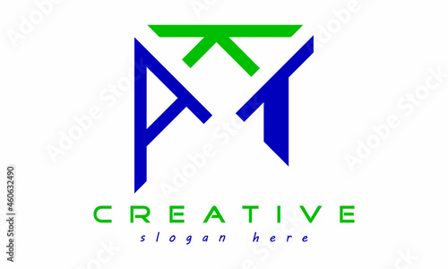 geometric AKT rectangle triangle polygon letters logo design vector, business logo, icon shape logo, stylish logo template