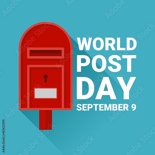 Vector illustration, red postal mailbox, as world post day banner or poster.