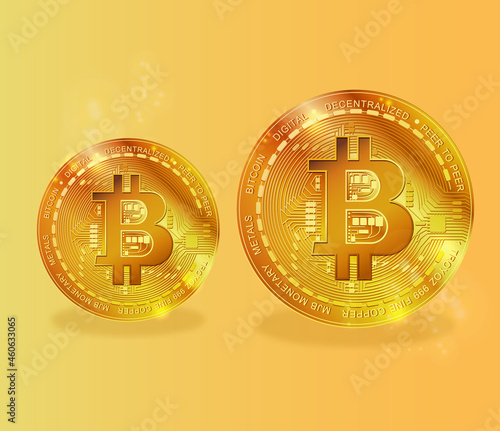 Golden bitcoin digital currency, futuristic digital money, vector illustration