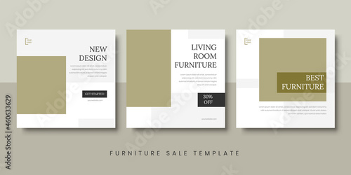 Furniture interior design post template. Banner promotion square home or apartment sale. vector illustration.