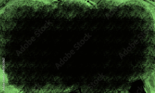 Czarne tło z zieloną ramką.