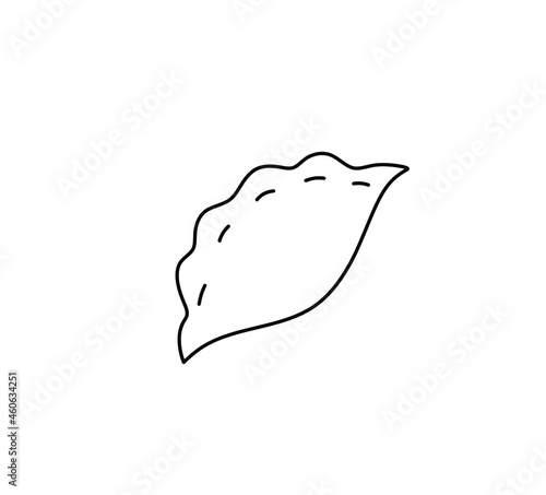 Vector isolated line drawn pie, dumpling, gyoza black line symbol, pictogram, pattern element, tattoo
