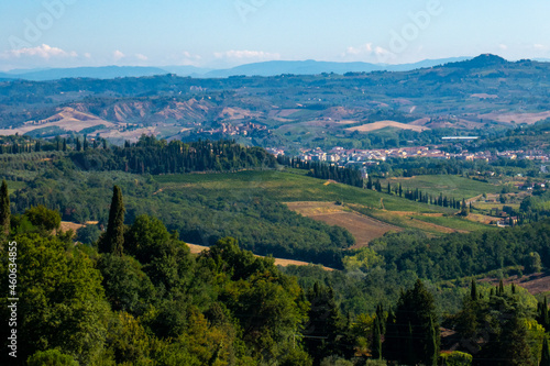 Landscapes in Tuscany between Gambassi Terme and San Gimignano, along via Francigena