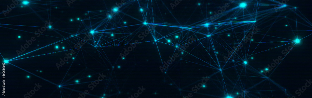 Twinkling flashing dots connected with lines in dark space. Twinkling flashing dots connected with lines in dark space.