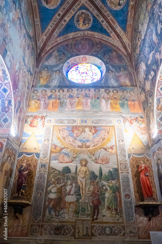 The beautiful frescos inside the San Gimignano Dome, Tuscany