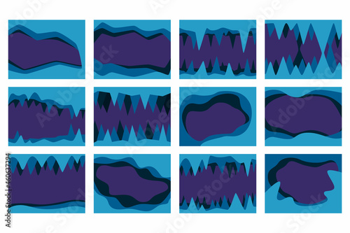 A set of drawings of a cave with stalactites and stalagmites.