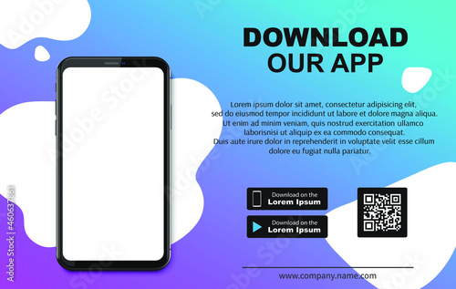 Download our mobile app application vector blank design