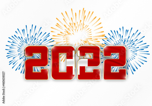 2022 New Year background with national flag of switzerland and fireworks