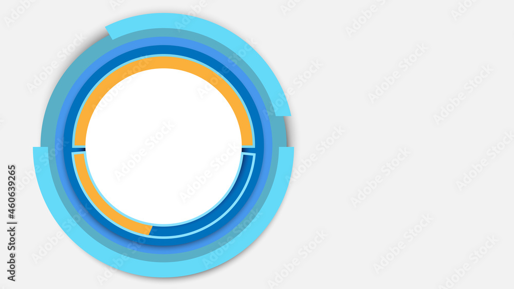 Stacked blue and orange paper circle background Stacked blue and orange paper circle background