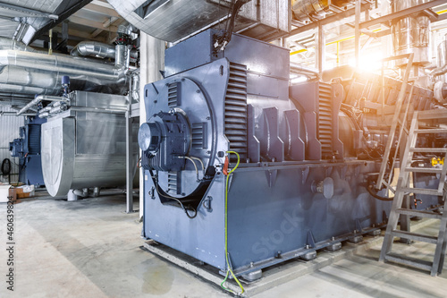 Canvastavla Interior of a modern gas piston power plant
