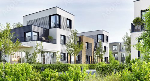 Modern Residential Buildings in a Green Residential Area photo