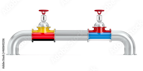 pipeline between Russia and Germany on white background. Isolated 3D illustra...
