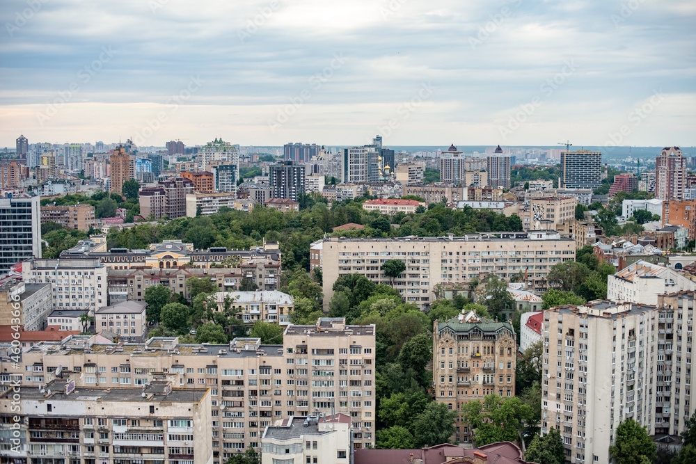 Kyiv. View from the roof to the buildings of the central district.