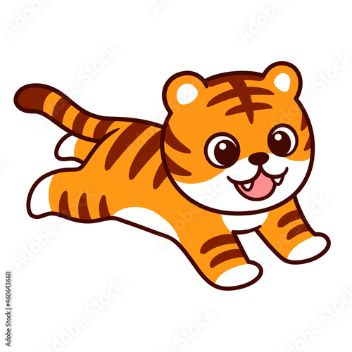 Cute cartoon jumping tiger
