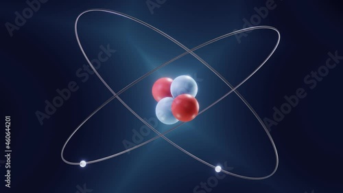 Atom with orbiting electrons, looped animation