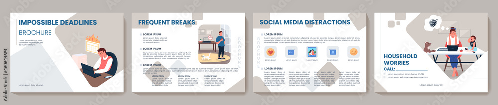 Professional burnout flat vector brochure template. Flyer, booklet, printable leaflet design with flat illustrations. Magazine page, cartoon reports, infographic posters with text space Professional burnout flat vector brochure template. Flyer, booklet, printable leaflet design with flat illustrations. Magazine page, cartoon reports, infographic posters with text space