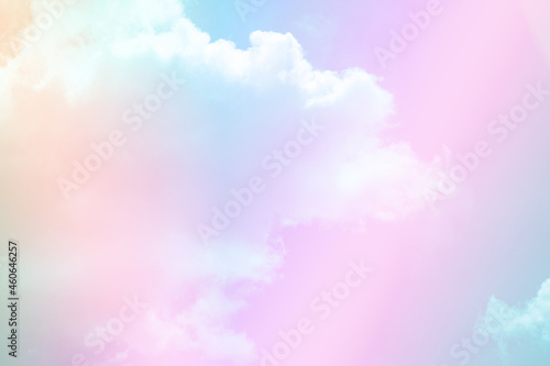 beauty sweet pink orange colorful with fluffy clouds on sky. multi color rainbow image. abstract fantasy growing light