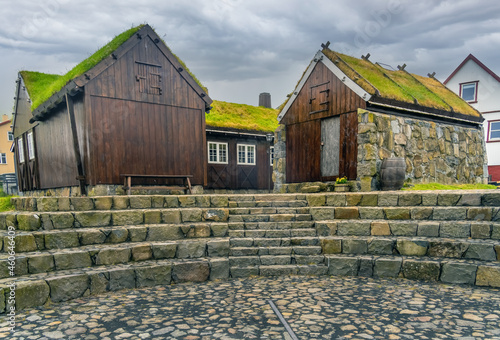 The old town of Klaksvík, the second largest town of the Faroe Islands, located on Borðoy, one of the northernmost islands of the archipelago photo