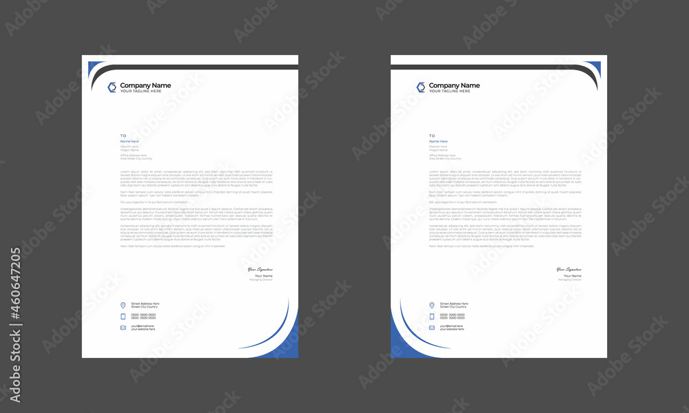 Obraz premium cyan colored simple letterhead design