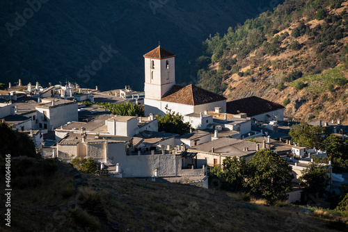 Elevated view of the village of Capileira in the morning light, Las Alpujarras, Sierra Nevada National Park, Andalusia, Spain photo