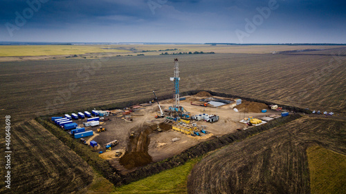 Drilling rig from above by drone
